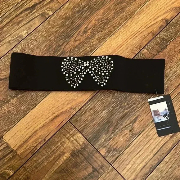 NWT Black stretchy embellished belt S/M - Picture 5 of 5